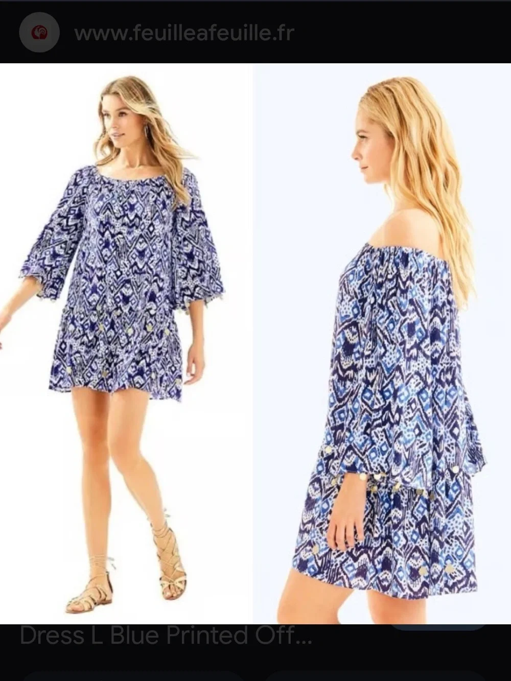 Lilly Pulitzer Blue Patterned Off-Shoulder Dress